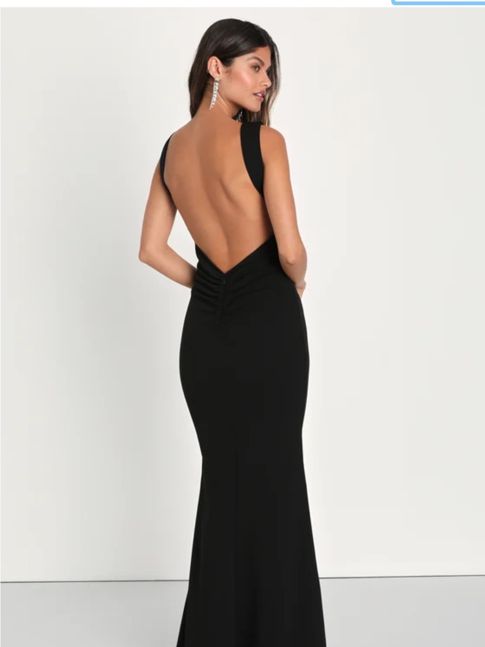 Lulus Elegant Black Backless Evening Gown